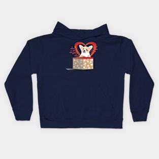 Puppy Corgi Valentine Kids Hoodie